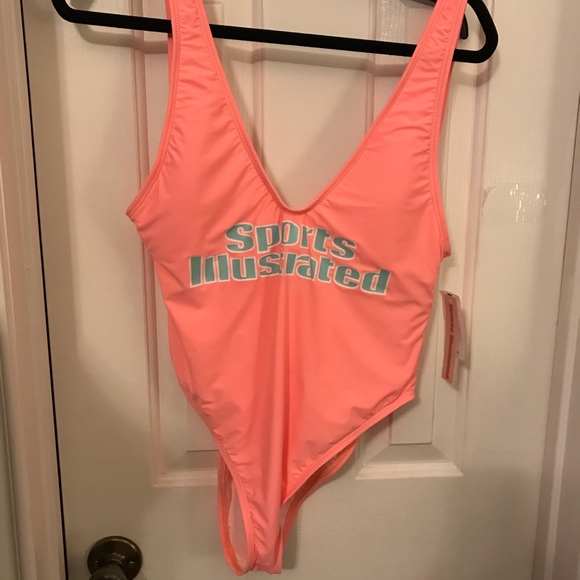 Sports Illustrated Deep V-Neck Coral Swimsuit Swim Bathing Suit Size 12 NWT - Picture 6 of 8